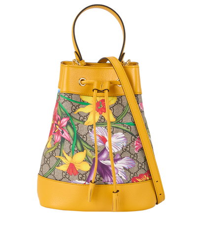 Ophidia Flora Bucket Bag, &pound;550, Handbags, Yellow, Canvas, Front view